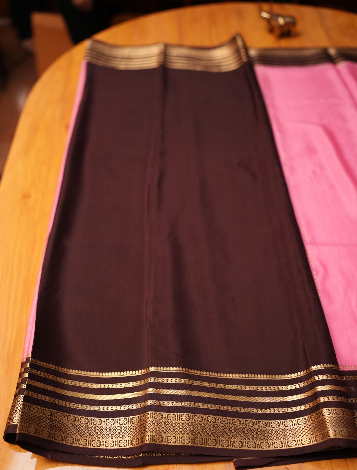 BABY PINK BUTTA LINES MYSORE SILK SAREE