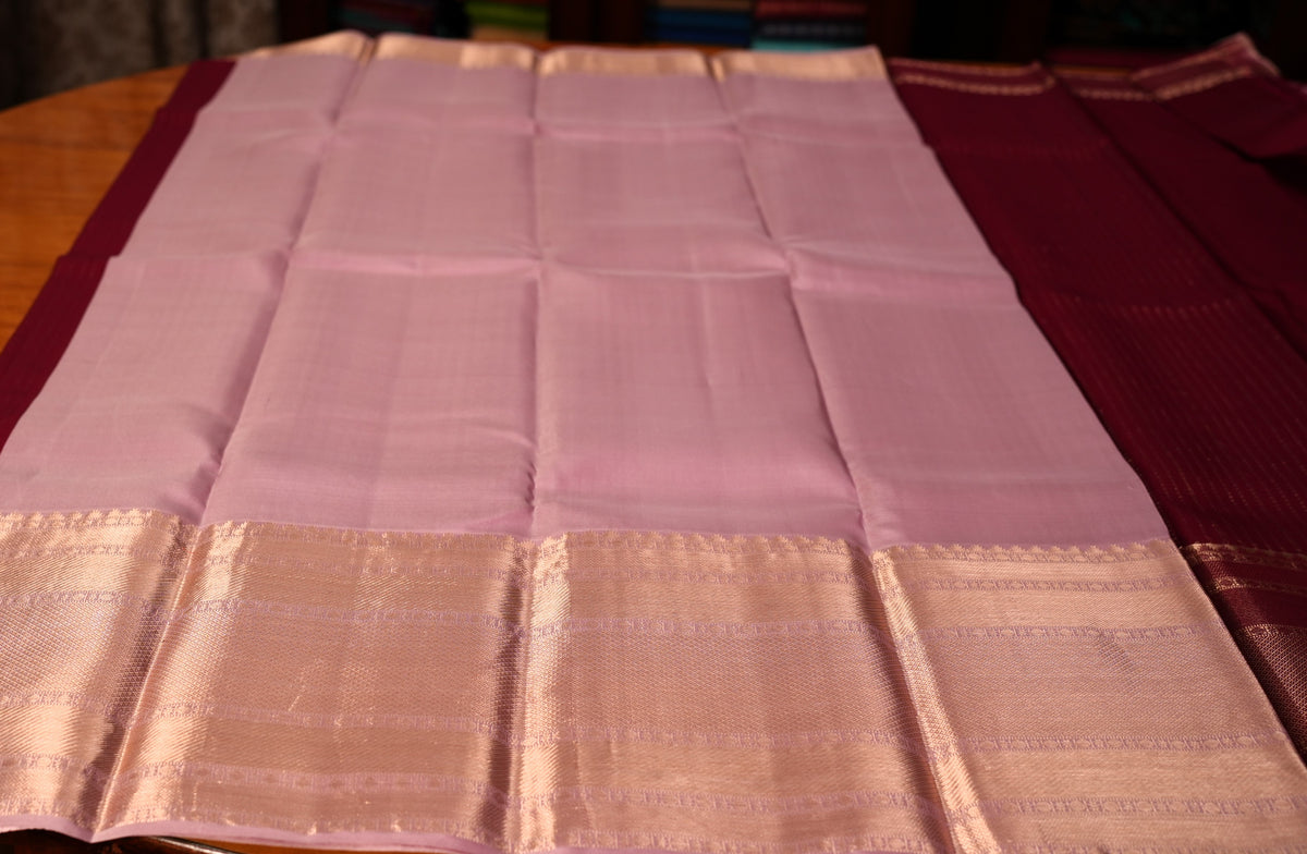 PLUM PURPLE BROCADE KANCHIPURAM SILK SAREE