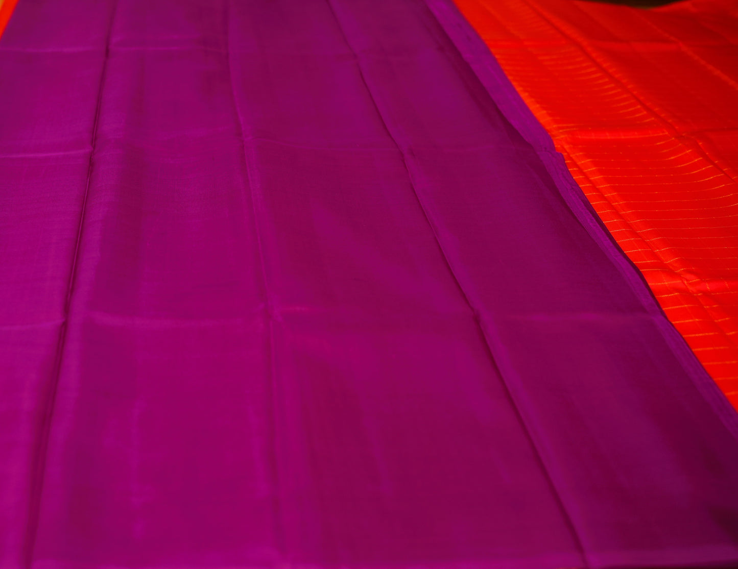 ORANGE ZARI CHECKS KANCHIPURAM SILK SAREE