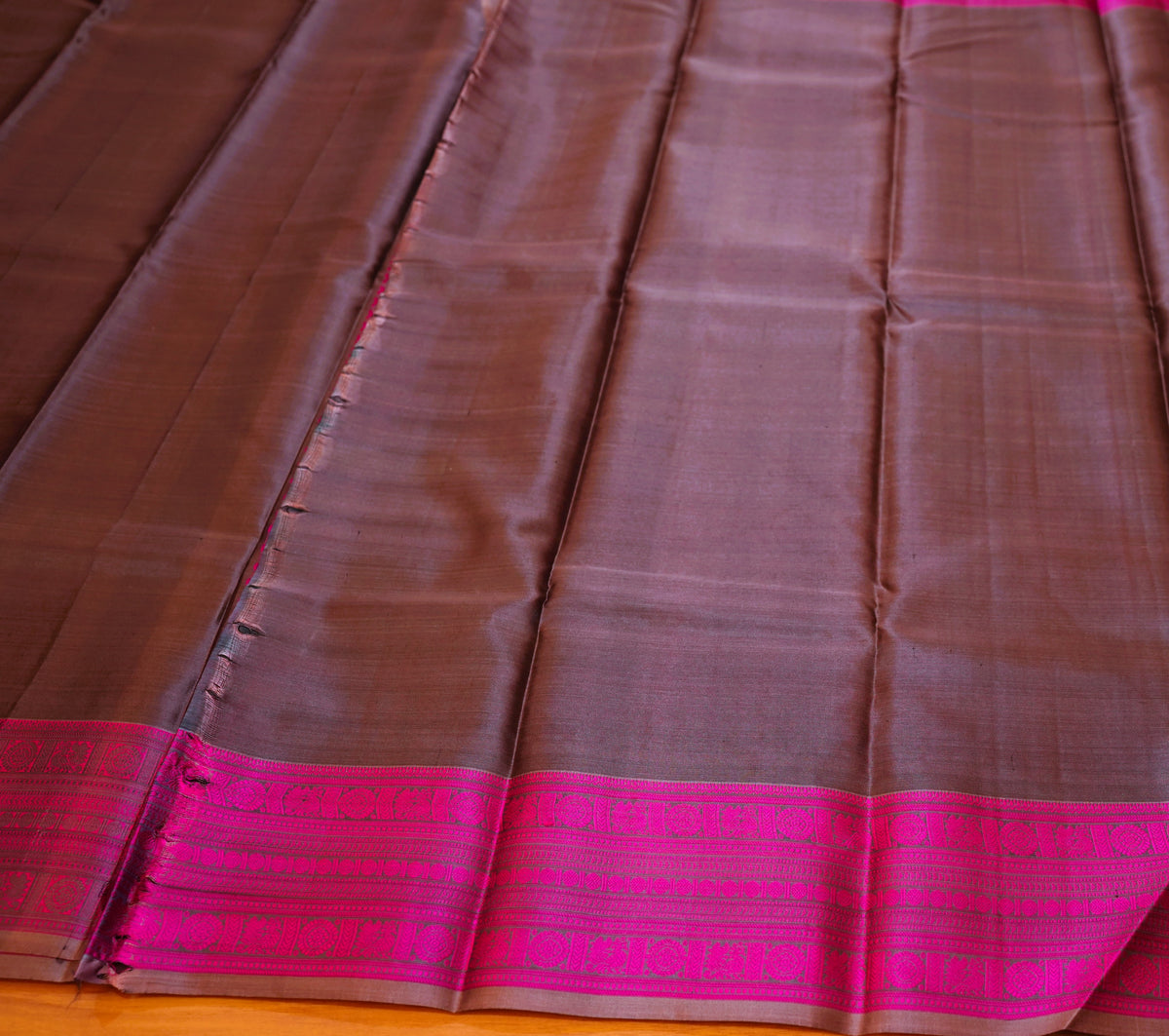 GREYISH BROWN KANCHIPURAM SILK SAREE