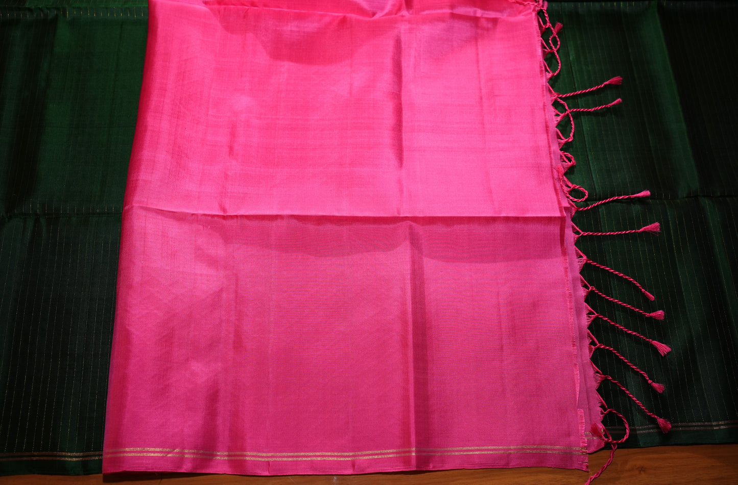 BOTTLE GREEN KANCHIPURAM SOFT SILK SAREE