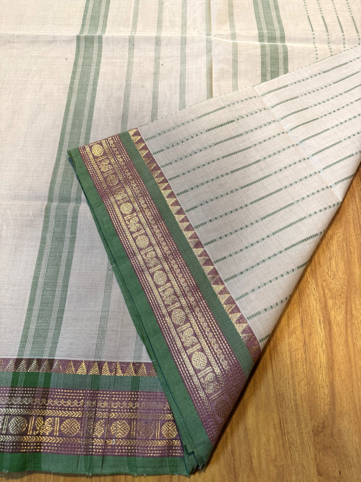 BEIGE STRIPES CHETTINAD COTTON SAREE