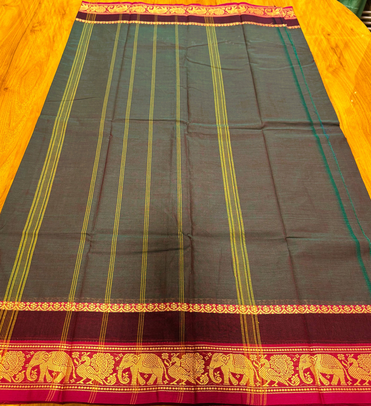 GREENISH PURPLE CHETTINAD COTTON SAREE