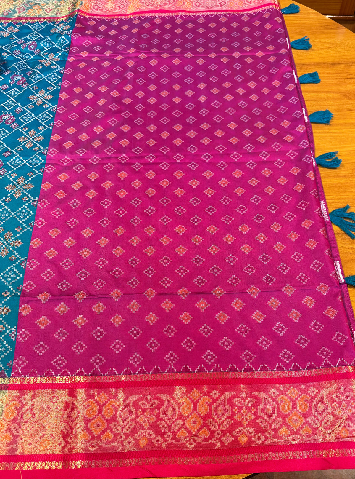 TEAL BLUE POCHAMPALLY IKKAT SAREE