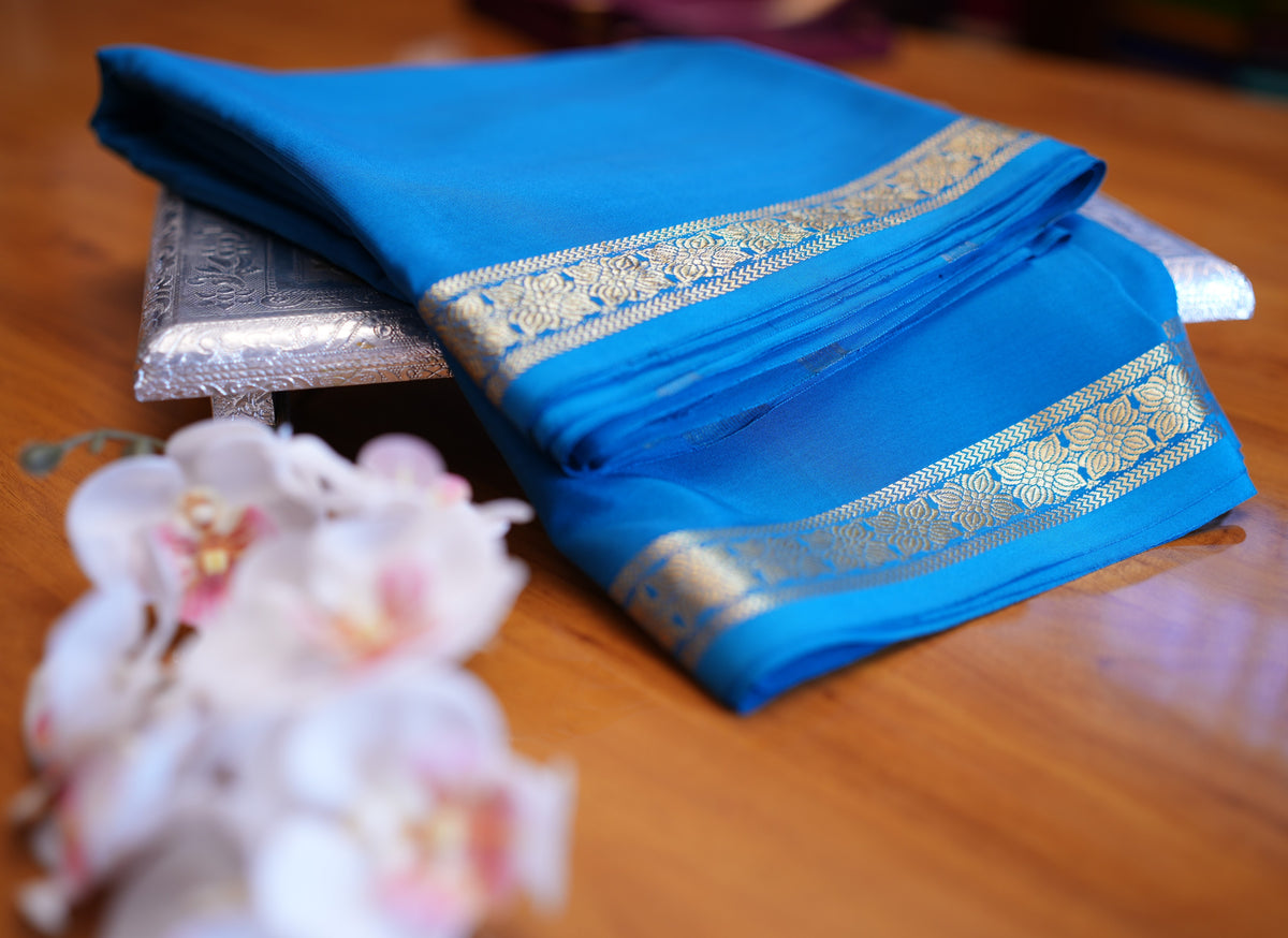TEAL BLUE MYSORE SILK SAREE
