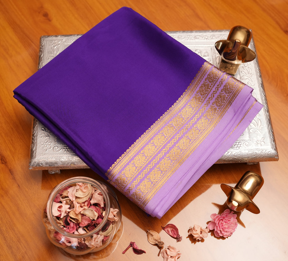 PURPLE AND LAVENDER MYSORE SILK SAREE