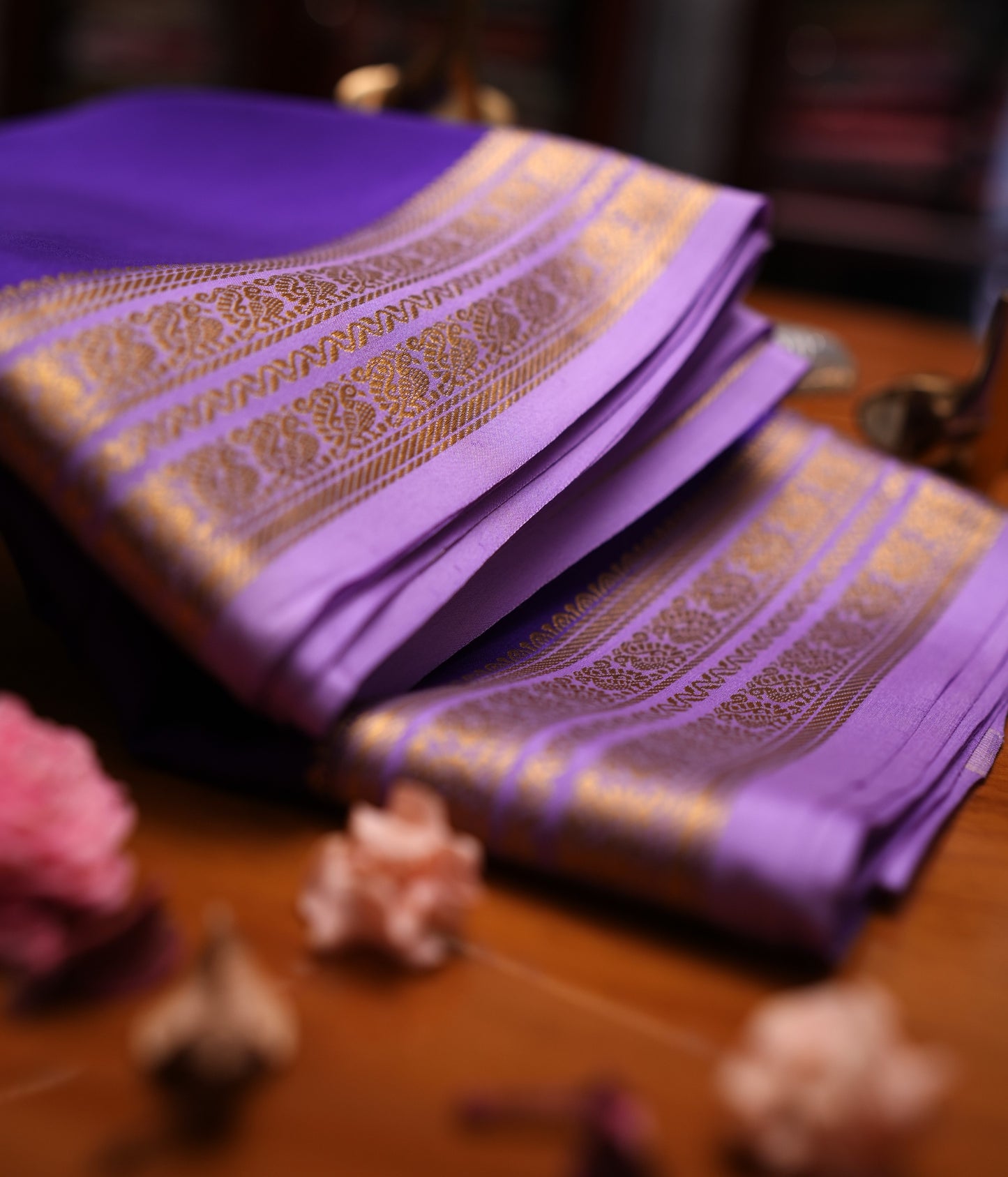 PURPLE AND LAVENDER MYSORE SILK SAREE