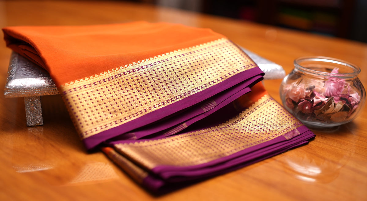 RUST ORANGE MYSORE SILK SAREE