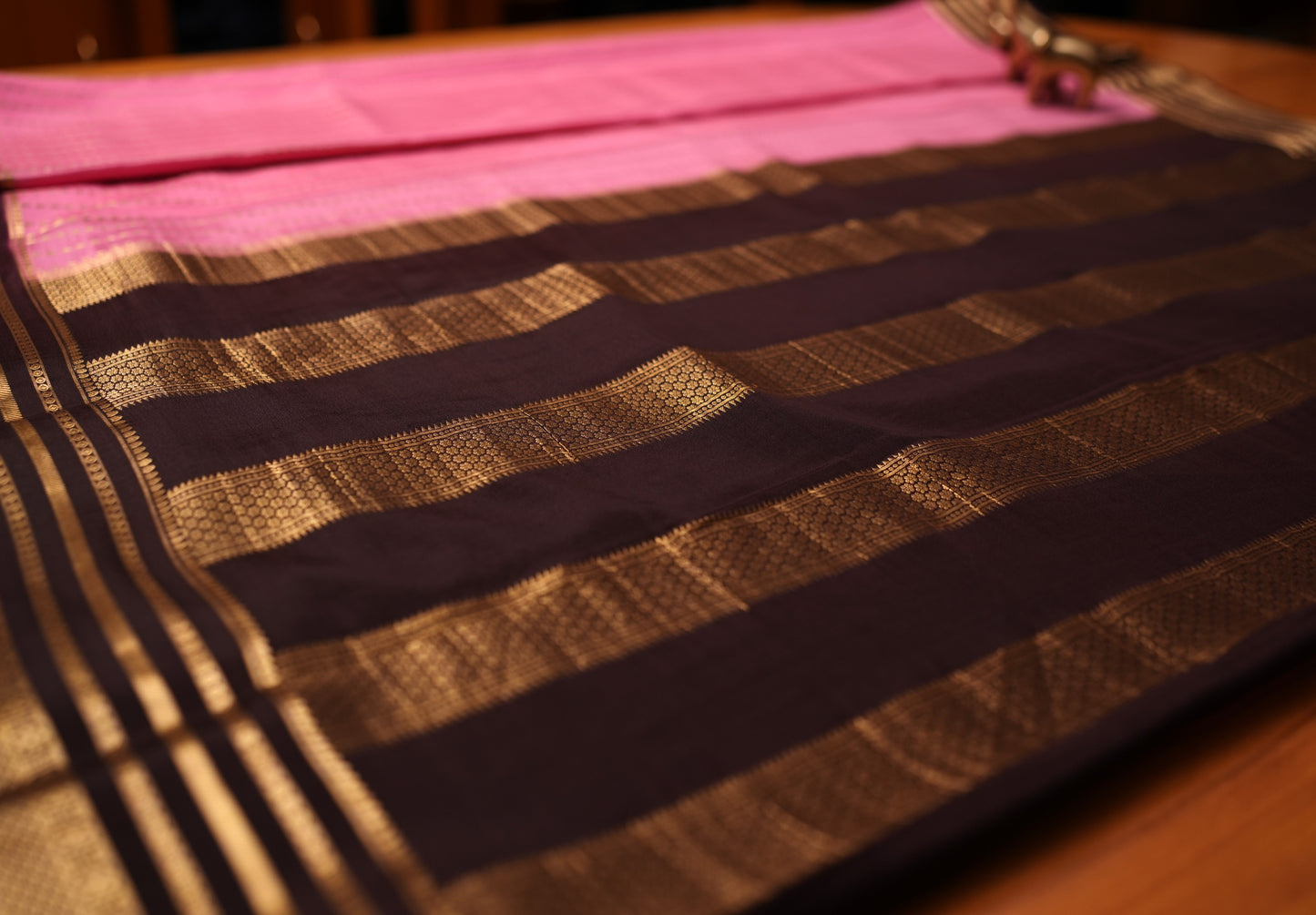 BABY PINK BUTTA LINES MYSORE SILK SAREE