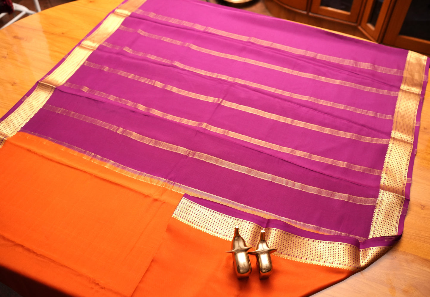RUST ORANGE MYSORE SILK SAREE