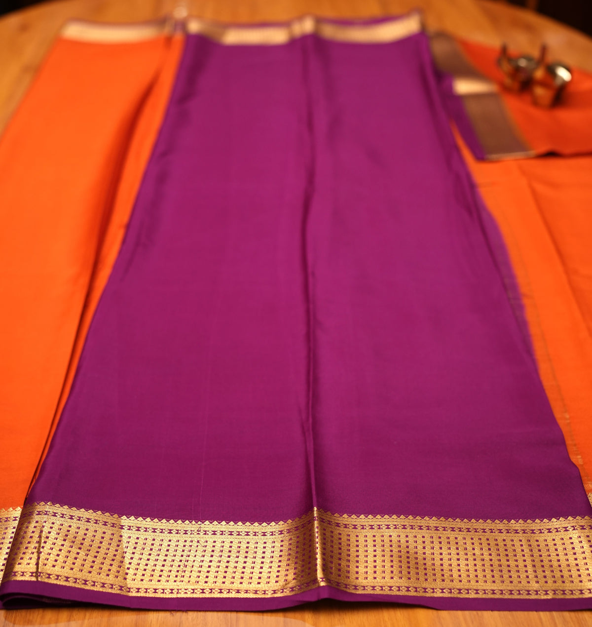 RUST ORANGE MYSORE SILK SAREE