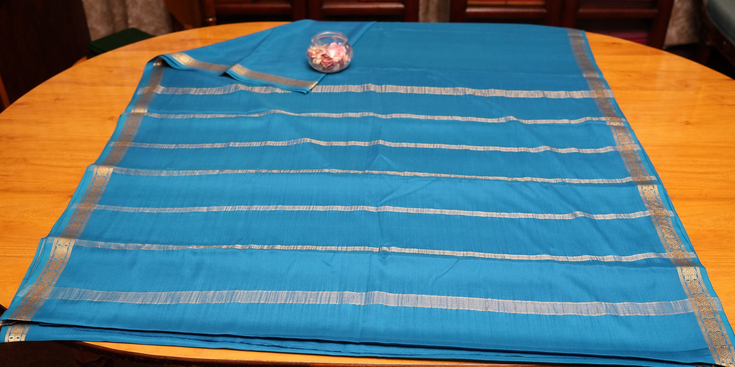 TEAL BLUE MYSORE SILK SAREE