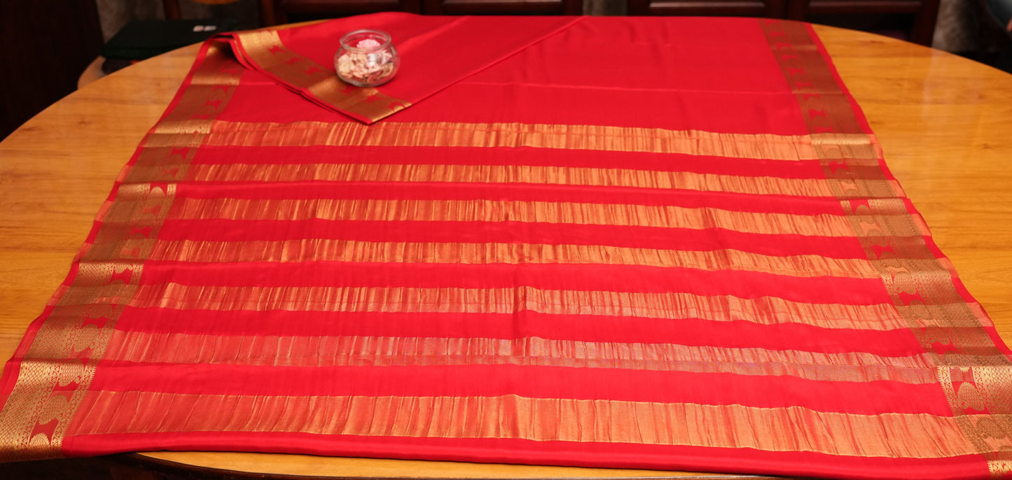 RED MANGO MOTIFS MYSORE SILK SAREE