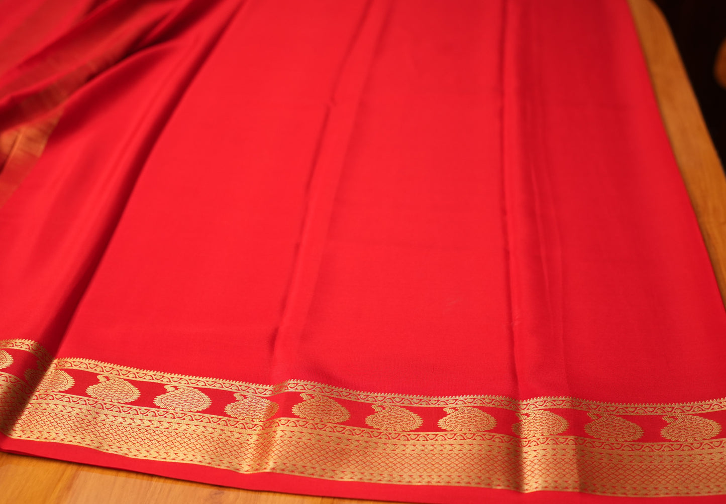 RED MANGO MOTIFS MYSORE SILK SAREE