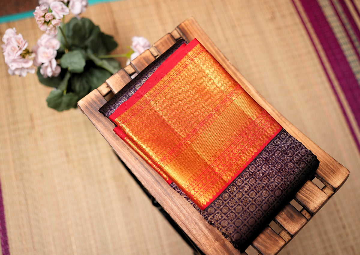PURPLE BROCADE KANCHIPURAM SILK SAREE