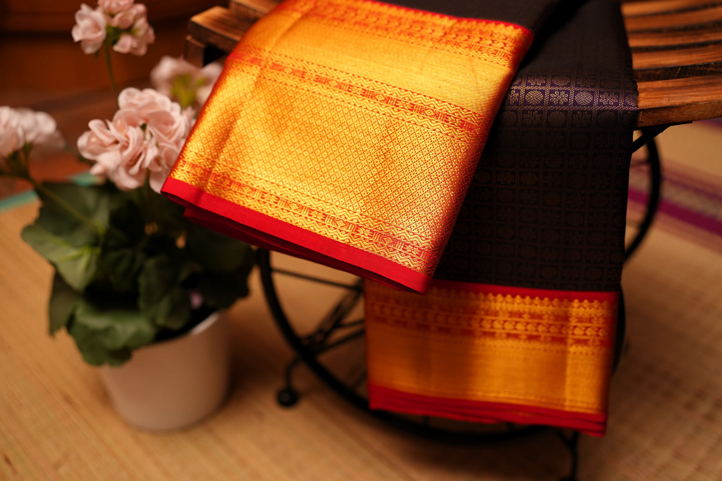 PURPLE BROCADE KANCHIPURAM SILK SAREE