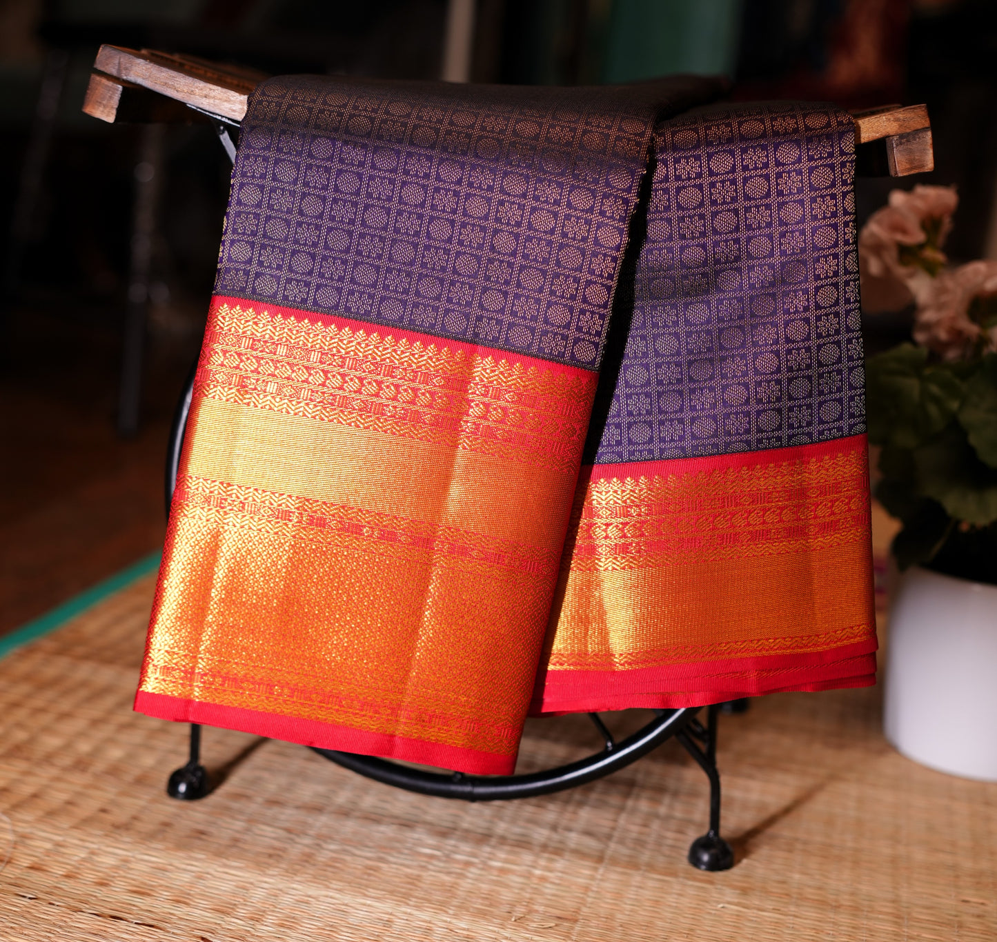 PURPLE BROCADE KANCHIPURAM SILK SAREE