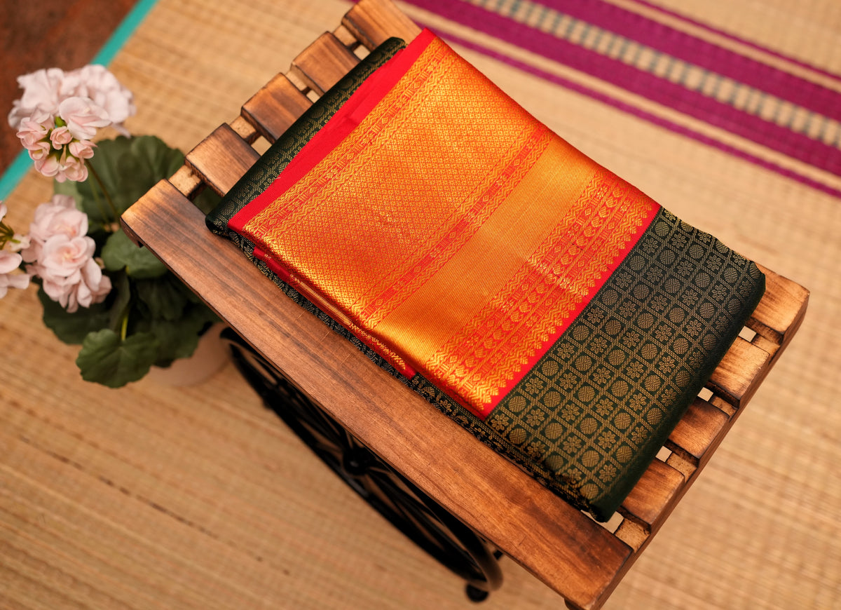 GREEN BROCADE KANCHIPURAM SILK SAREE