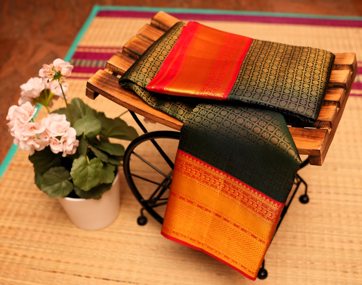 GREEN BROCADE KANCHIPURAM SILK SAREE