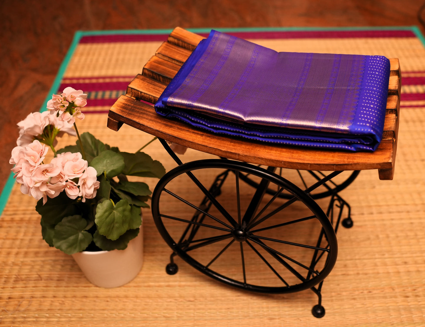 INK BLUE BROCADE KANCHIPURAM SILK SAREE