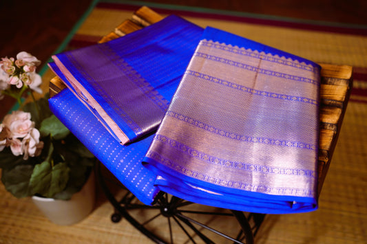 INK BLUE BROCADE KANCHIPURAM SILK SAREE