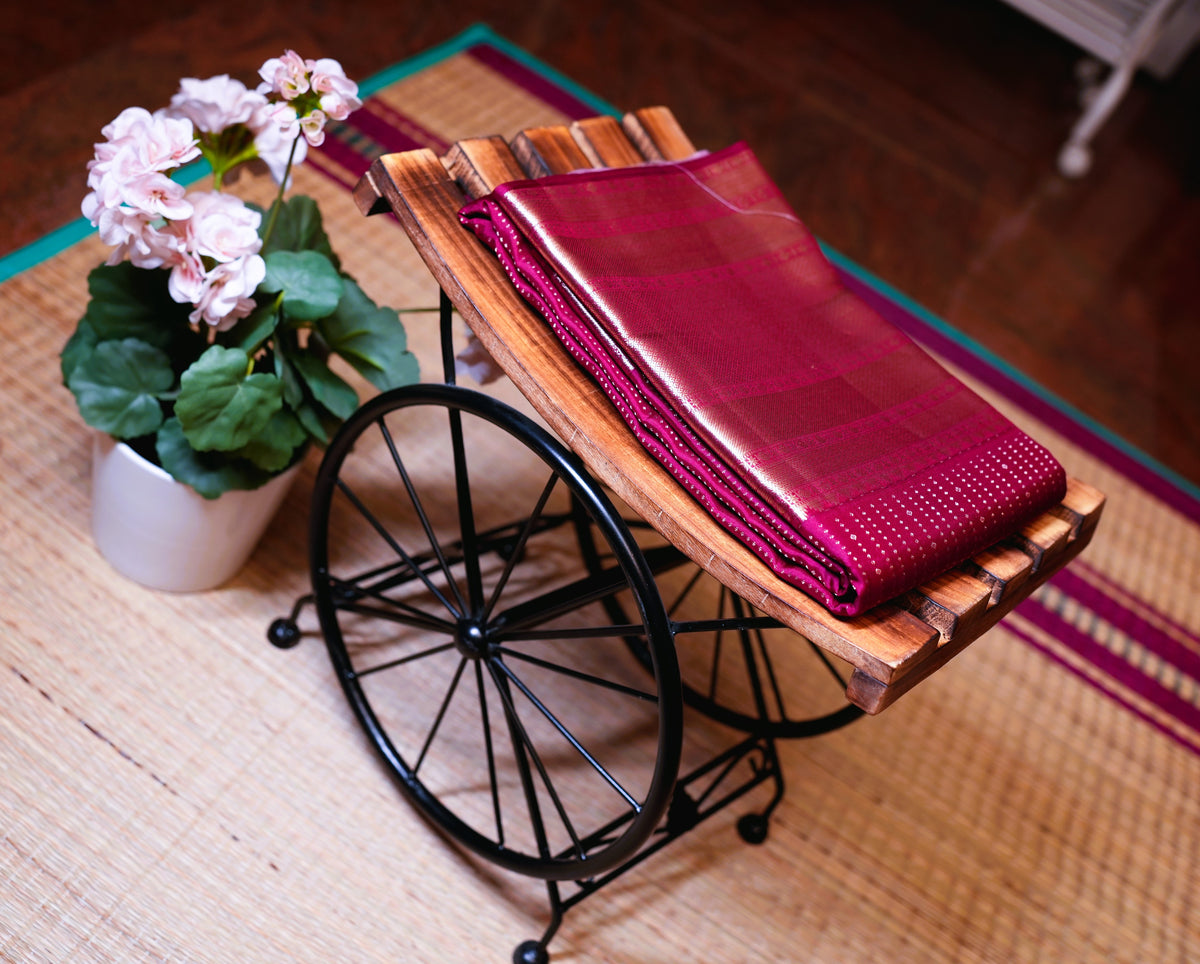 PLUM PURPLE BROCADE KANCHIPURAM SILK SAREE