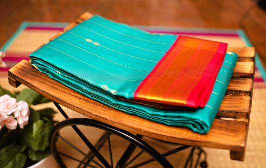 SEA BLUE KANCHIPURAM SILK SAREE