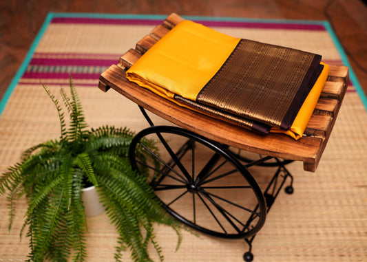 YELLOW KANCHIPURAM SILK SAREE