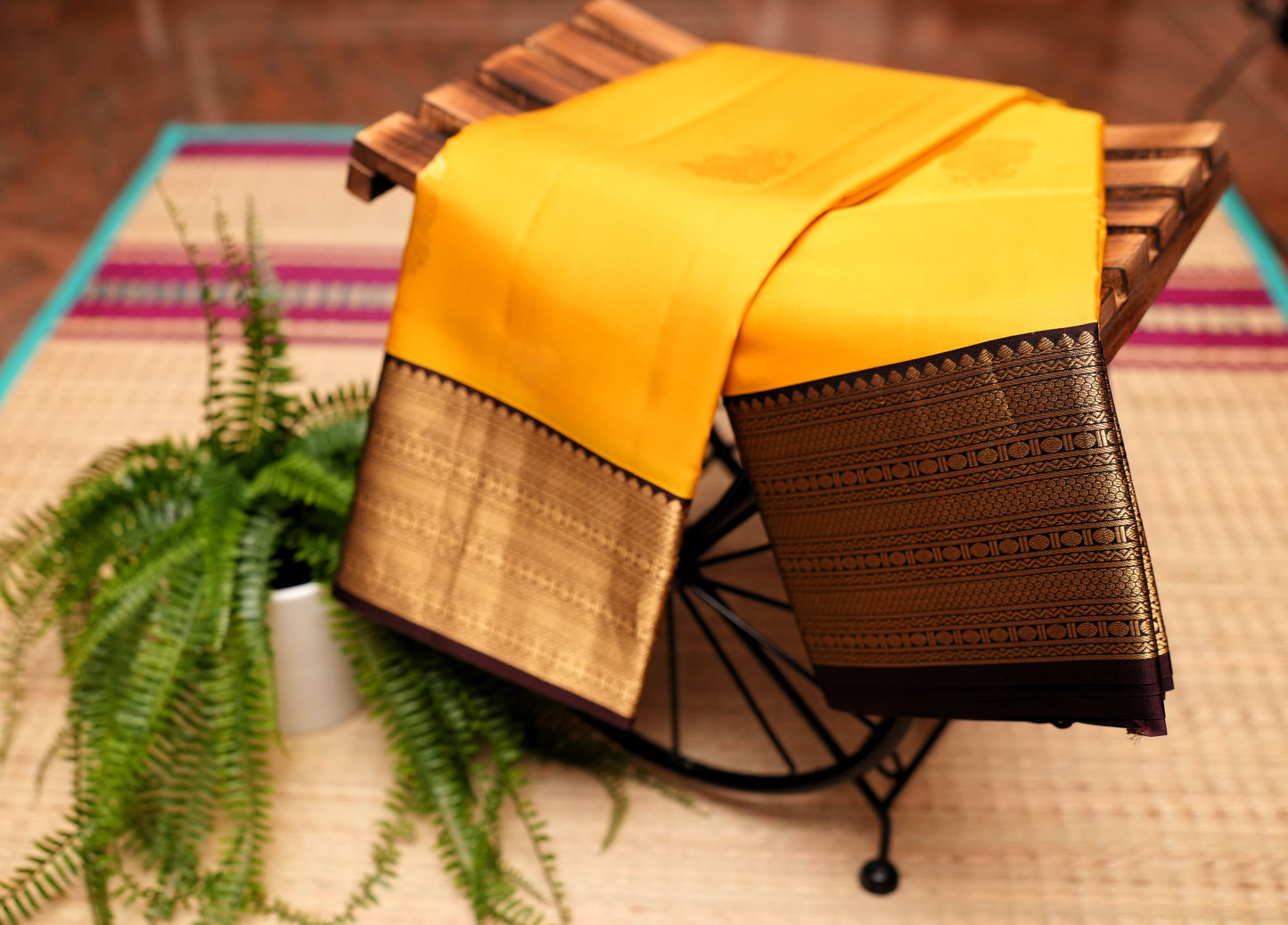 YELLOW KANCHIPURAM SILK SAREE