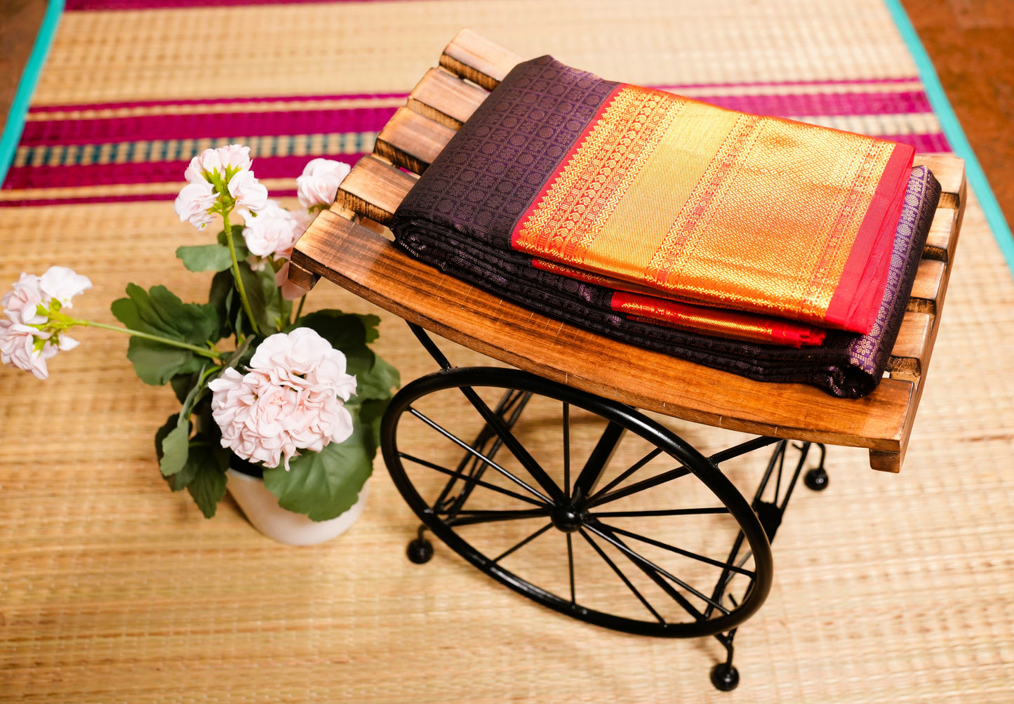 PURPLE BROCADE KANCHIPURAM SILK SAREE
