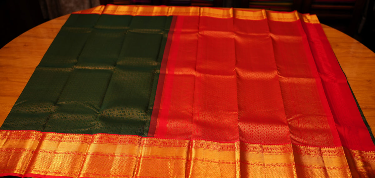 GREEN BROCADE KANCHIPURAM SILK SAREE