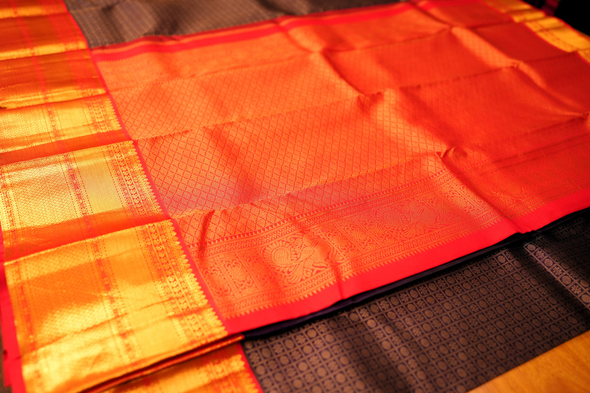 PURPLE BROCADE KANCHIPURAM SILK SAREE