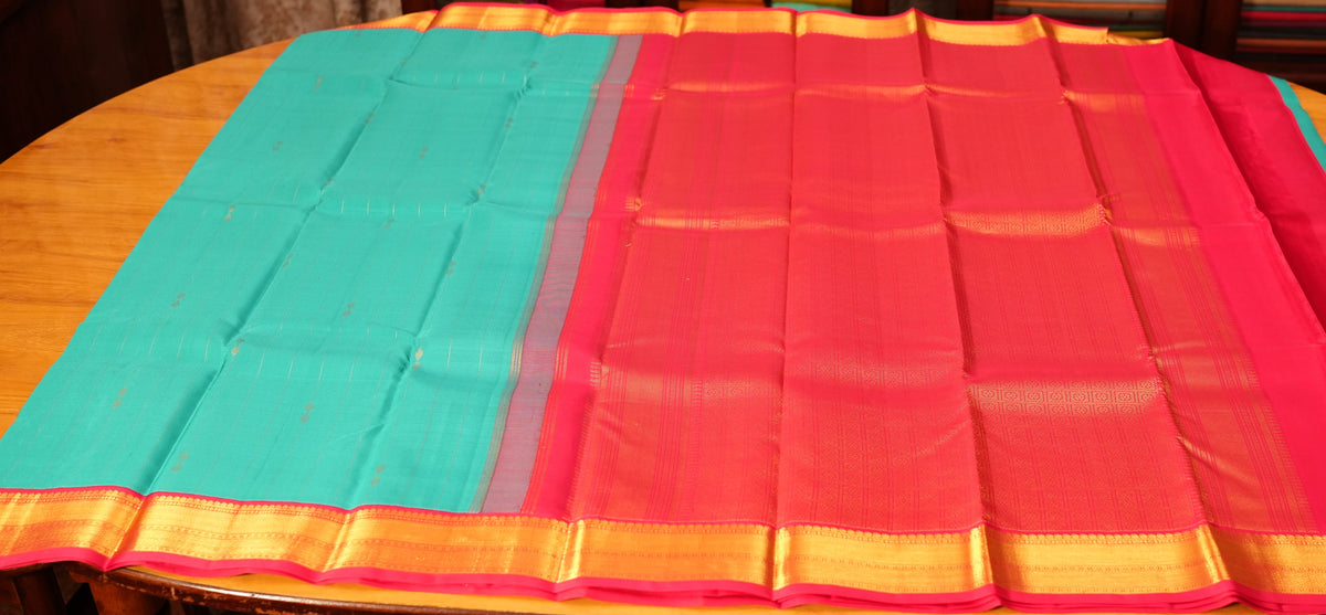 SEA BLUE KANCHIPURAM SILK SAREE