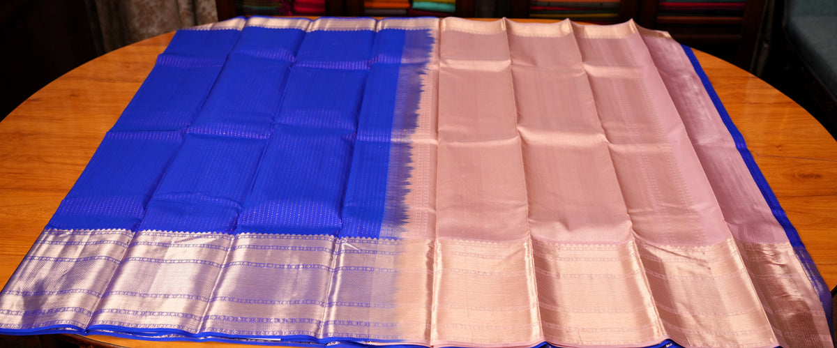 INK BLUE BROCADE KANCHIPURAM SILK SAREE