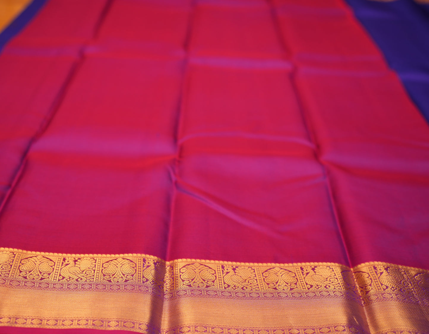 NAVY BLUE AND MAGENTA PINK KANCHIPURAM SILK SAREE