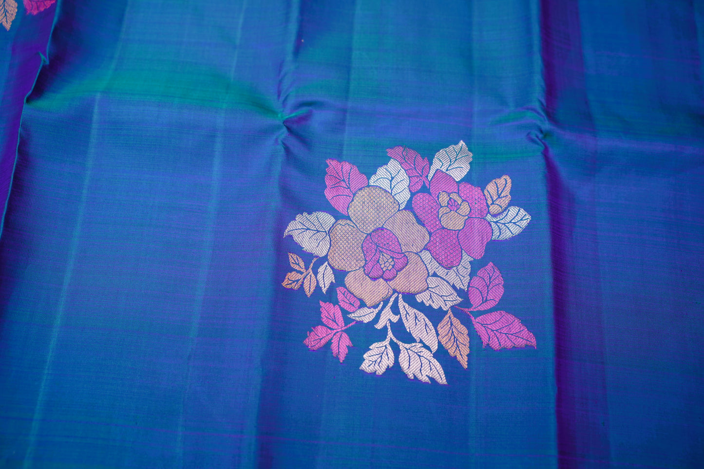 TEAL BLUE 3D KANCHIPURAM SILK SAREE