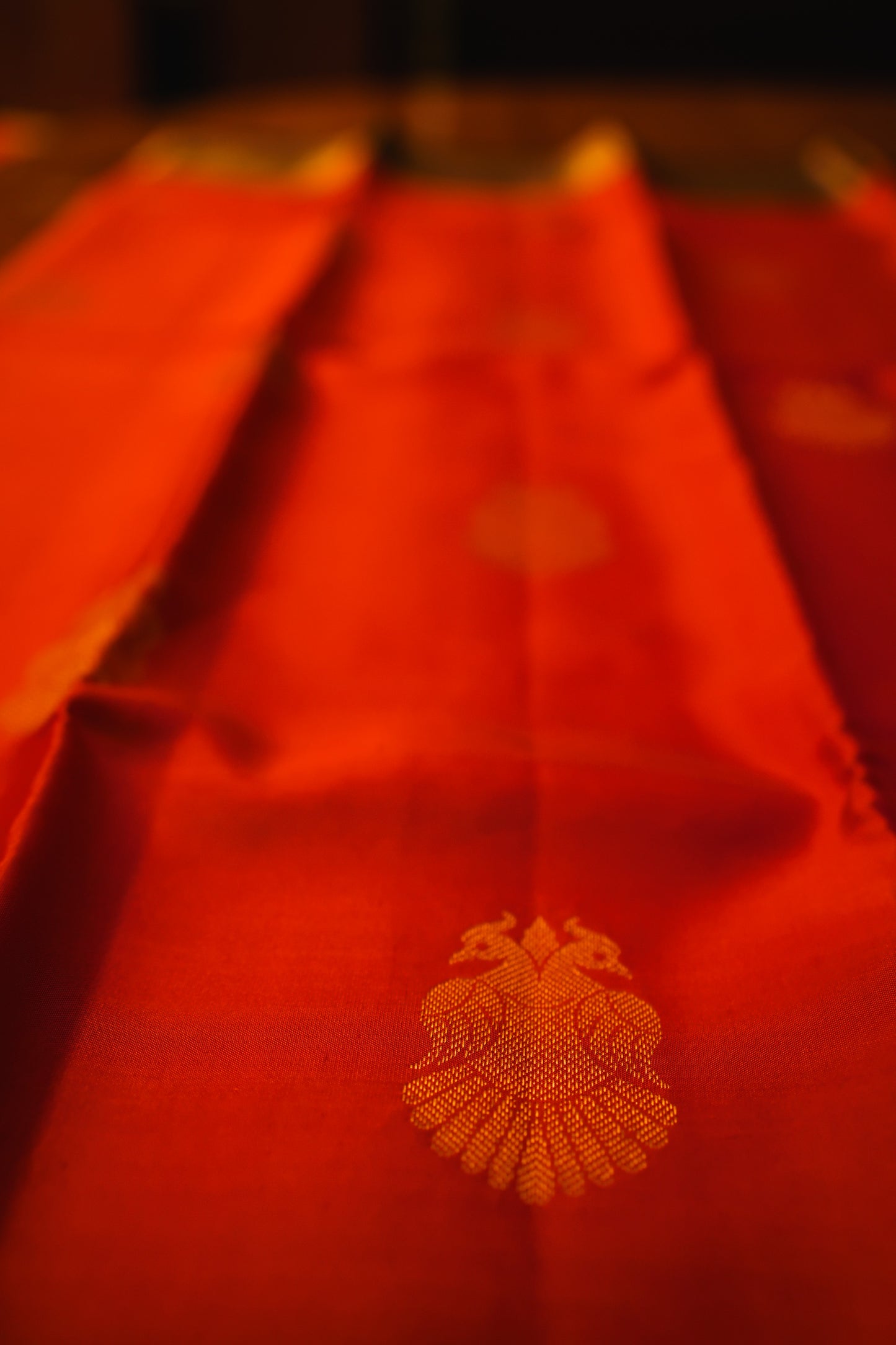 PINKISH ORANGE KANCHIPURAM SILK SAREE