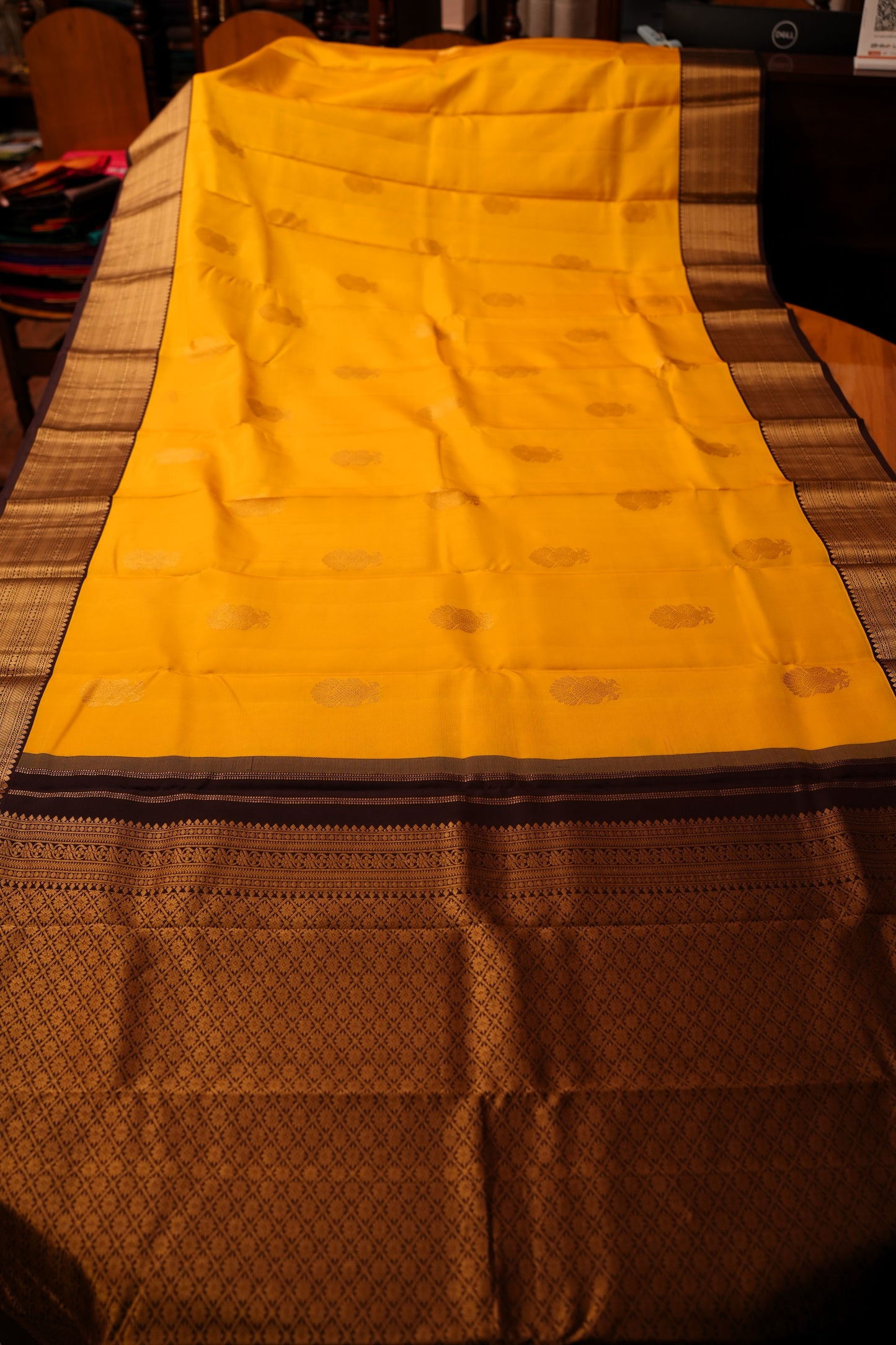 YELLOW KANCHIPURAM SILK SAREE