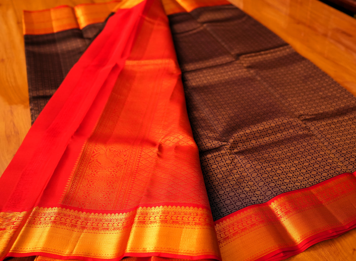 PURPLE BROCADE KANCHIPURAM SILK SAREE