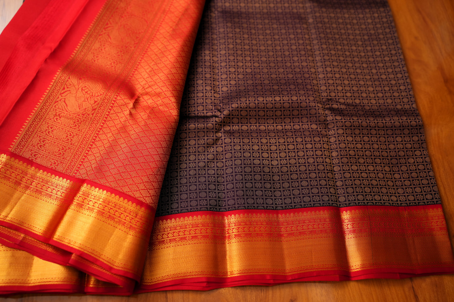 PURPLE BROCADE KANCHIPURAM SILK SAREE