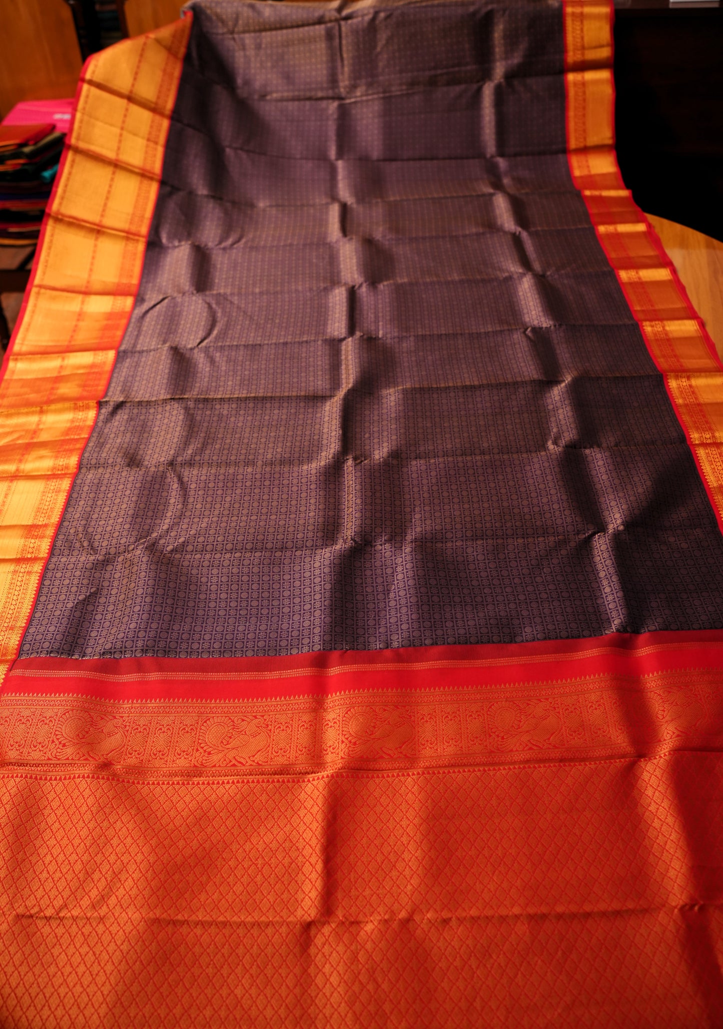 PURPLE BROCADE KANCHIPURAM SILK SAREE