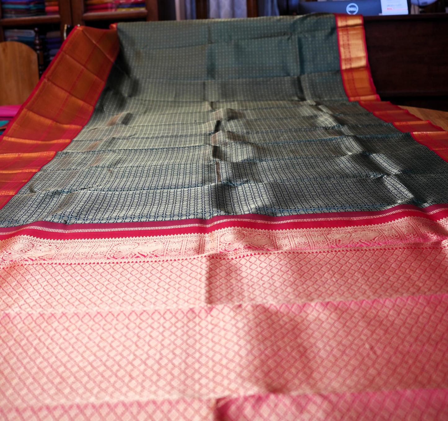 GREEN BROCADE KANCHIPURAM SILK SAREE