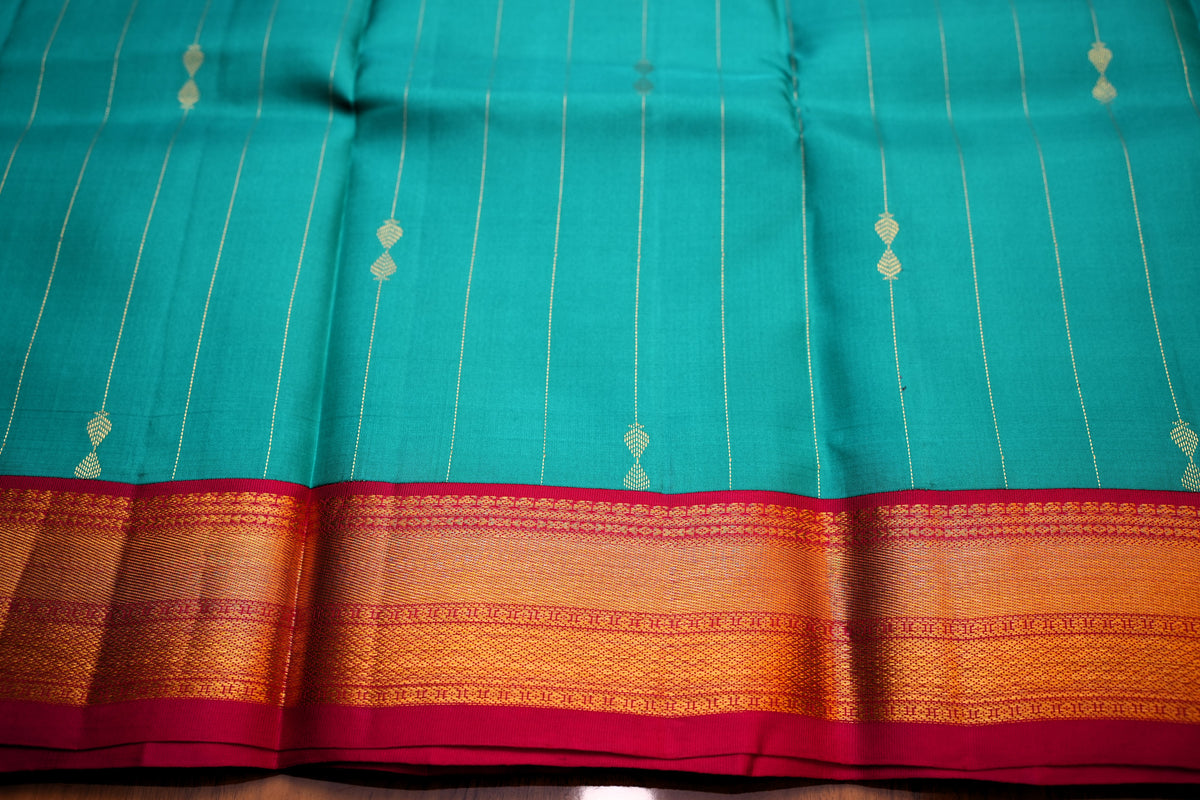 SEA BLUE KANCHIPURAM SILK SAREE