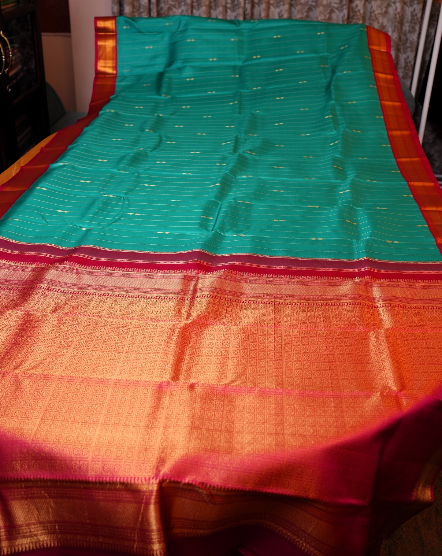 SEA BLUE KANCHIPURAM SILK SAREE