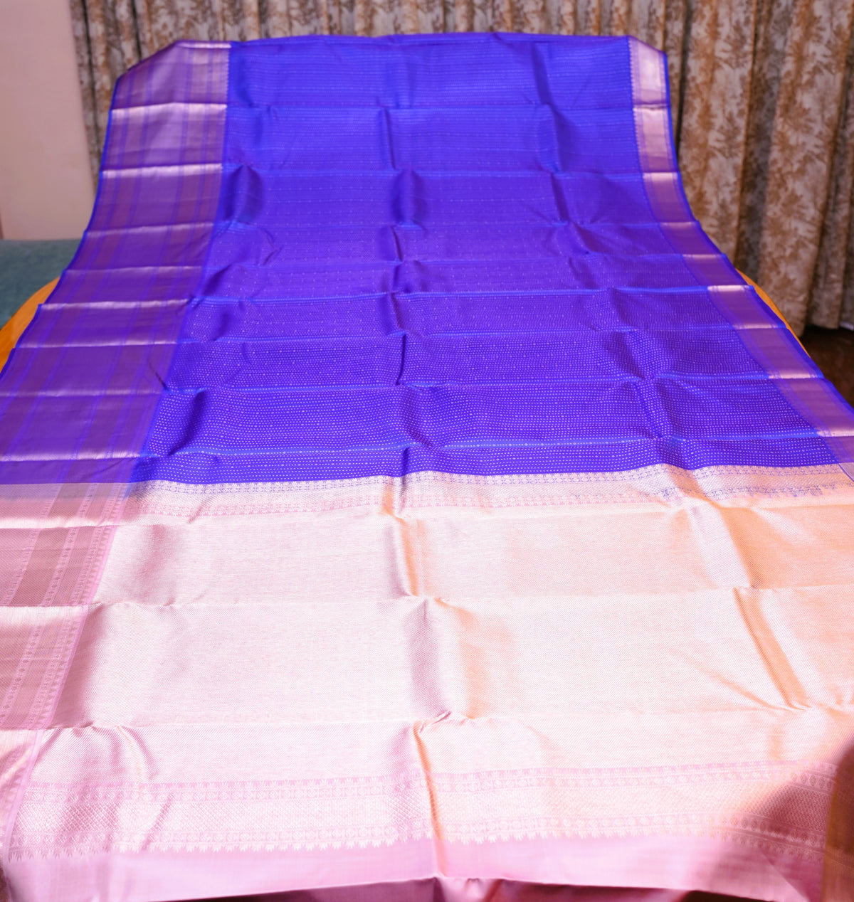INK BLUE BROCADE KANCHIPURAM SILK SAREE