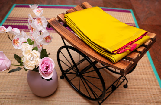 YELLOW AND PINK KANCHIPURAM SILK SAREE