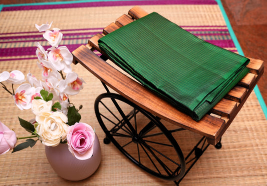 GREEN CHECKS KANCHIPURAM SILK SAREE