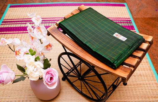 GREEN ZARI CHECKS KANCHIPURAM SILK SAREE