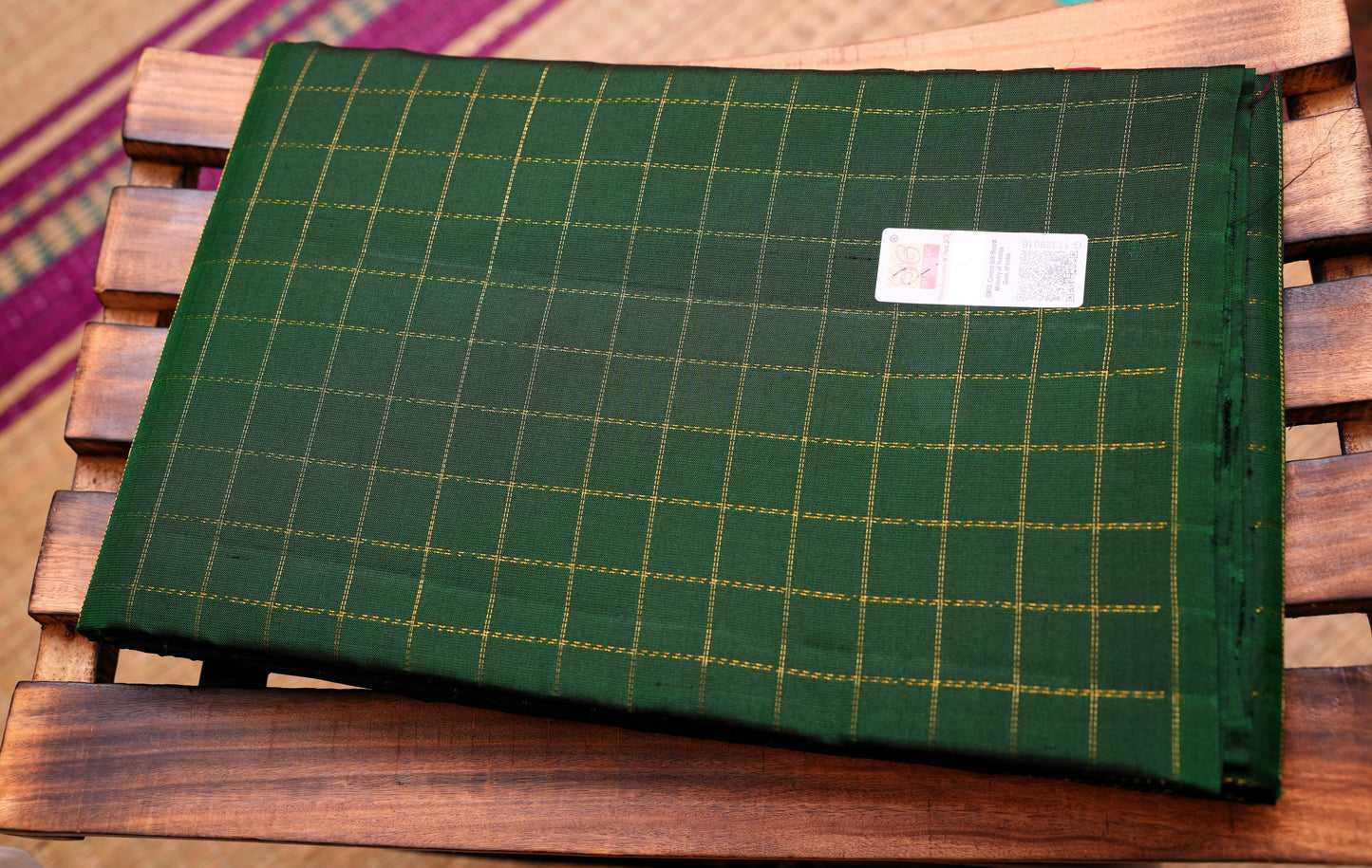 GREEN ZARI CHECKS KANCHIPURAM SILK SAREE