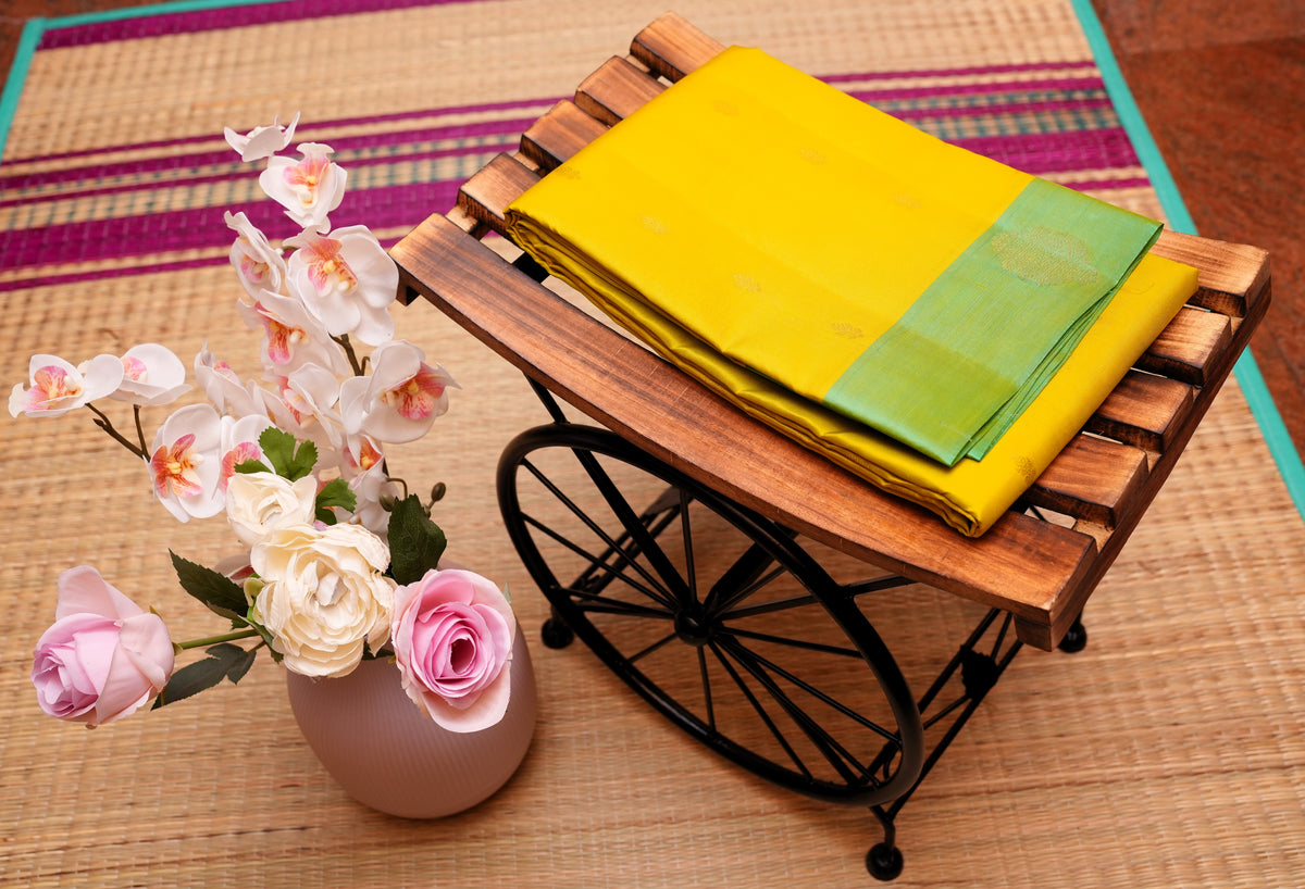 YELLOW KANCHIPURAM SILK SAREE
